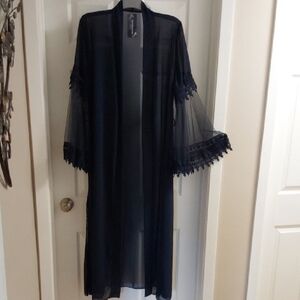 Elegant Navy Sheer Women's Kimono